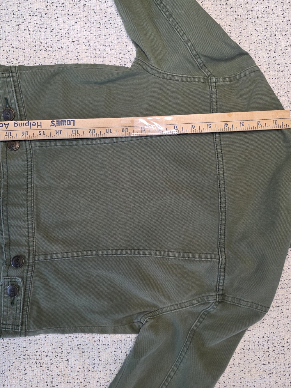 Free People Olive Green Distressed Denim Jacket Utility Trucker Boho - Picture 9 of 11